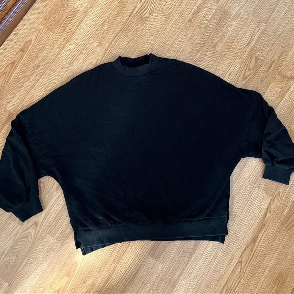 black mockneck sweatshirt